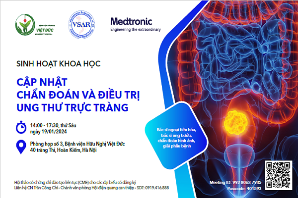 THÔNG BÁO SINH HOẠT KHOA HỌC 19/01/2024: CẬP NHẬT CHẨN ĐOÁN VÀ ĐIỀU TRỊ UNG THƯ TRỰC TRÀNG