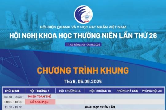 Chương trình khung của Hội nghị khoa học thường niên lần thứ 26 (VSRNM 2025)