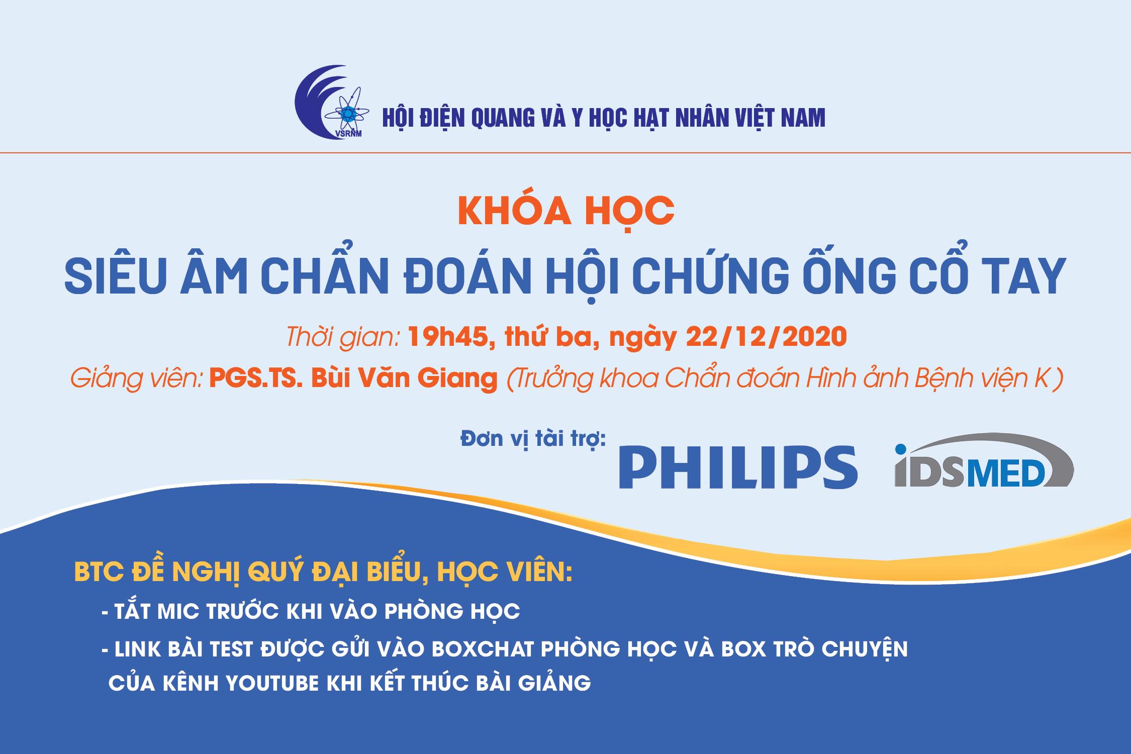 Thông báo lớp học "Siêu âm chẩn đoán hội chứng ống cổ tay"