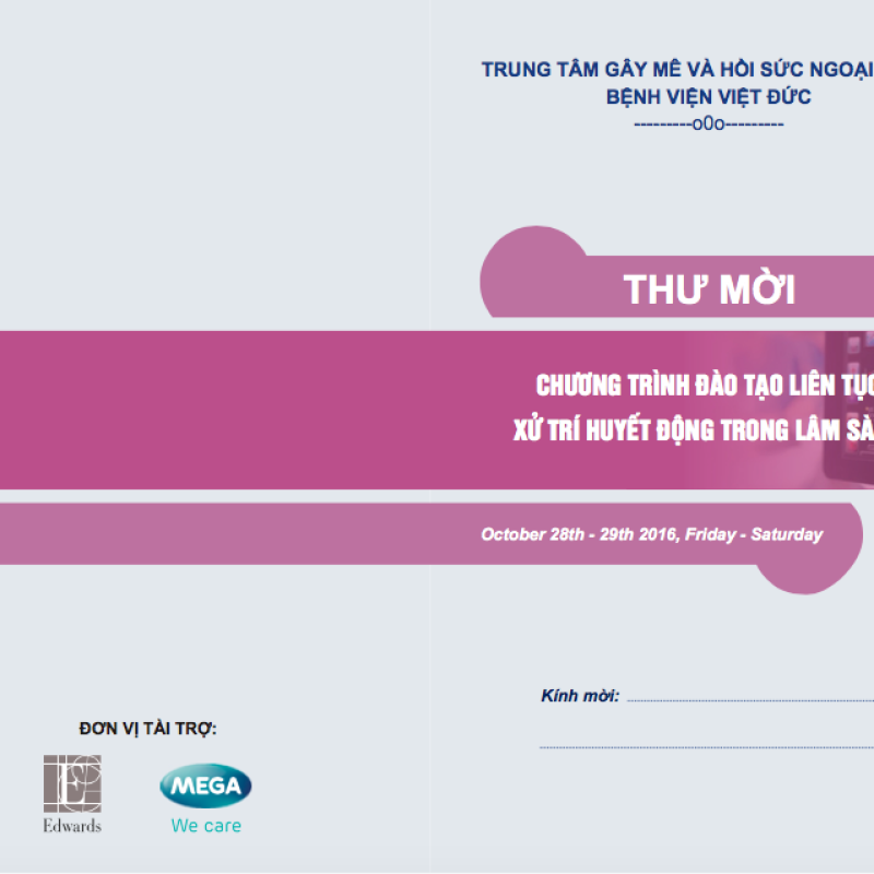 Tổ chức khóa đào tạo: " XỬ TRÍ HUYẾT ĐỘNG TRONG LÂM SÀNG"
